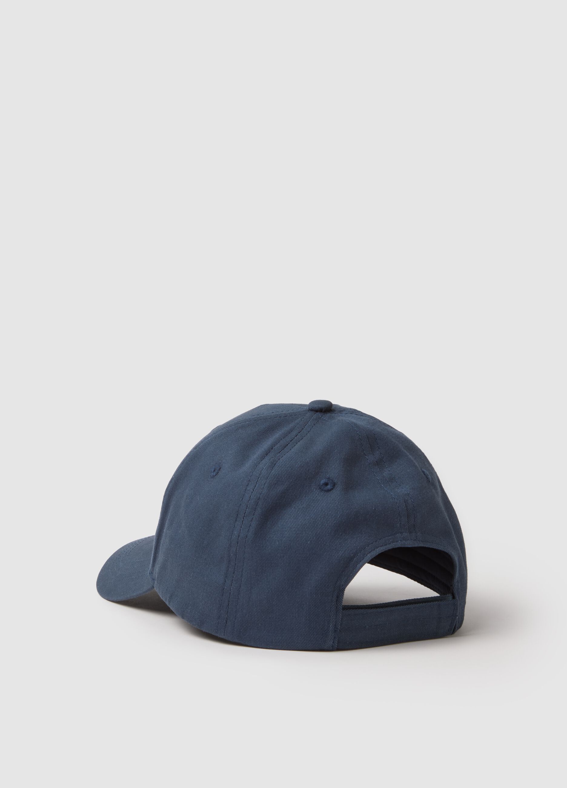 Regular-fit navy pure cotton baseball cap