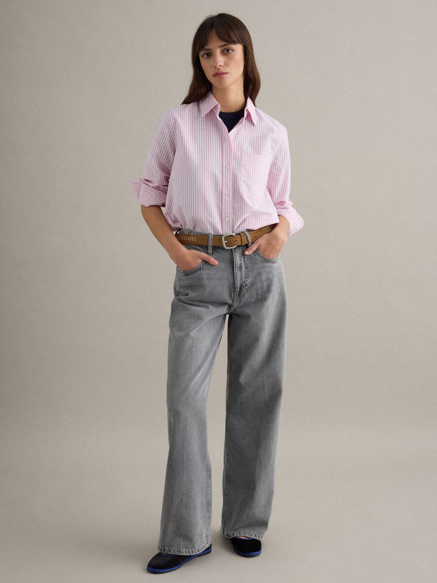 Jeans dritti in puro cotone grigio_0