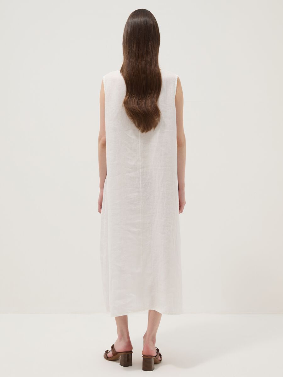 Long white pure linen dress, regular fit_4