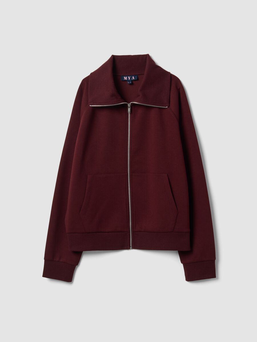 Felpa rossa in viscosa elasticizzata con dolcevita regular fit_0