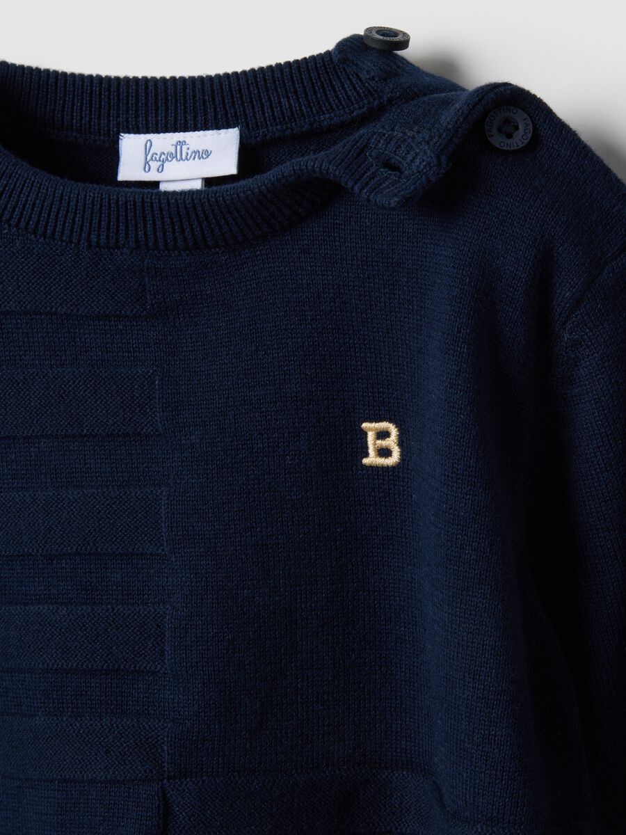 Maglia in puro cotone blu regular fit con bottoni per bimbo_2