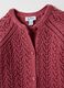 Newborn girl's regular fit pink pure cotton cardigan with perforated design_2