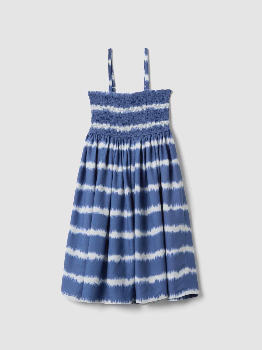 Girls&rsquo; blue striped pure viscose wide-fit dress with spaghetti straps_3