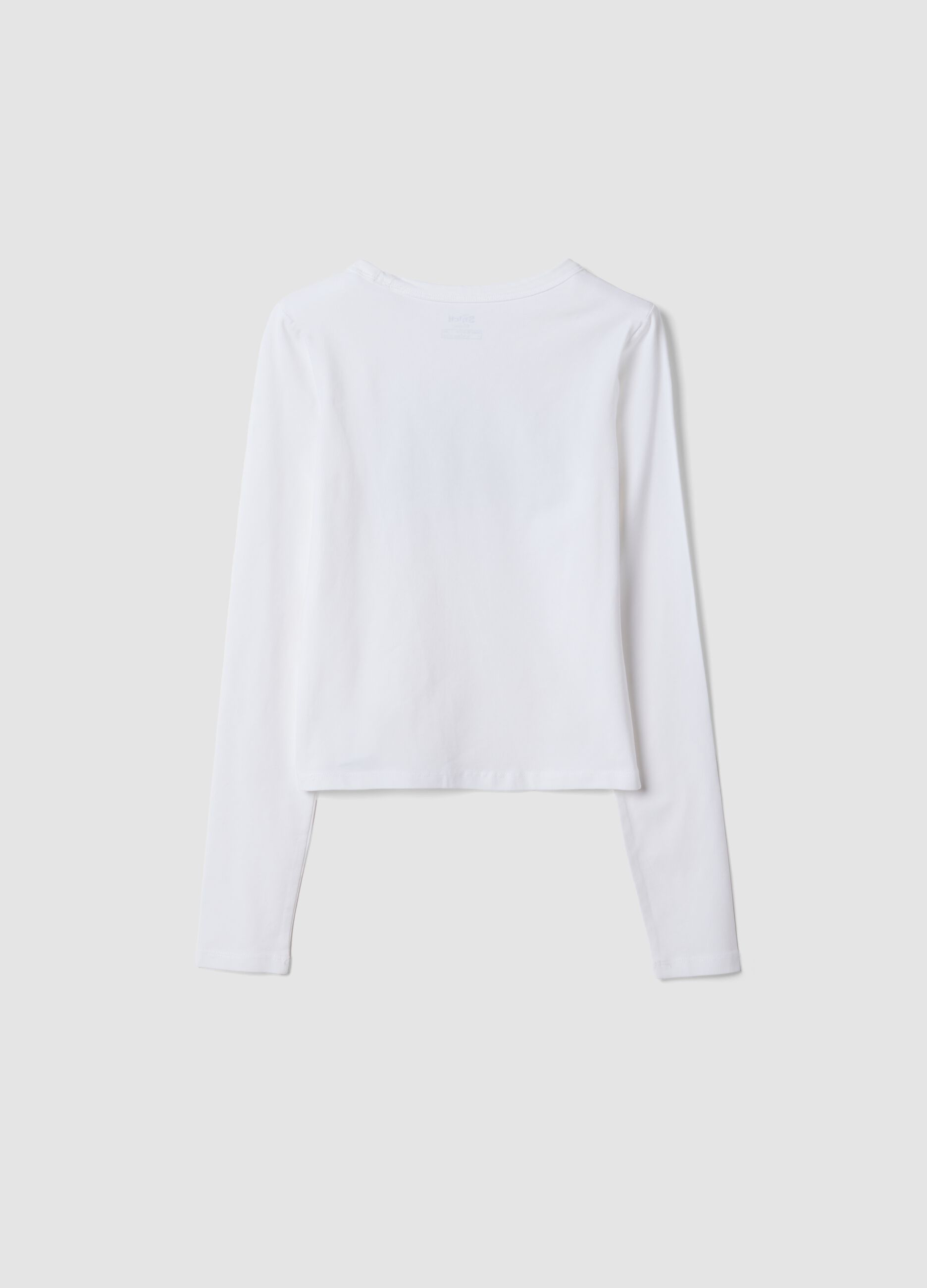 White stretch cotton T-shirt with Lilo & Stitch print