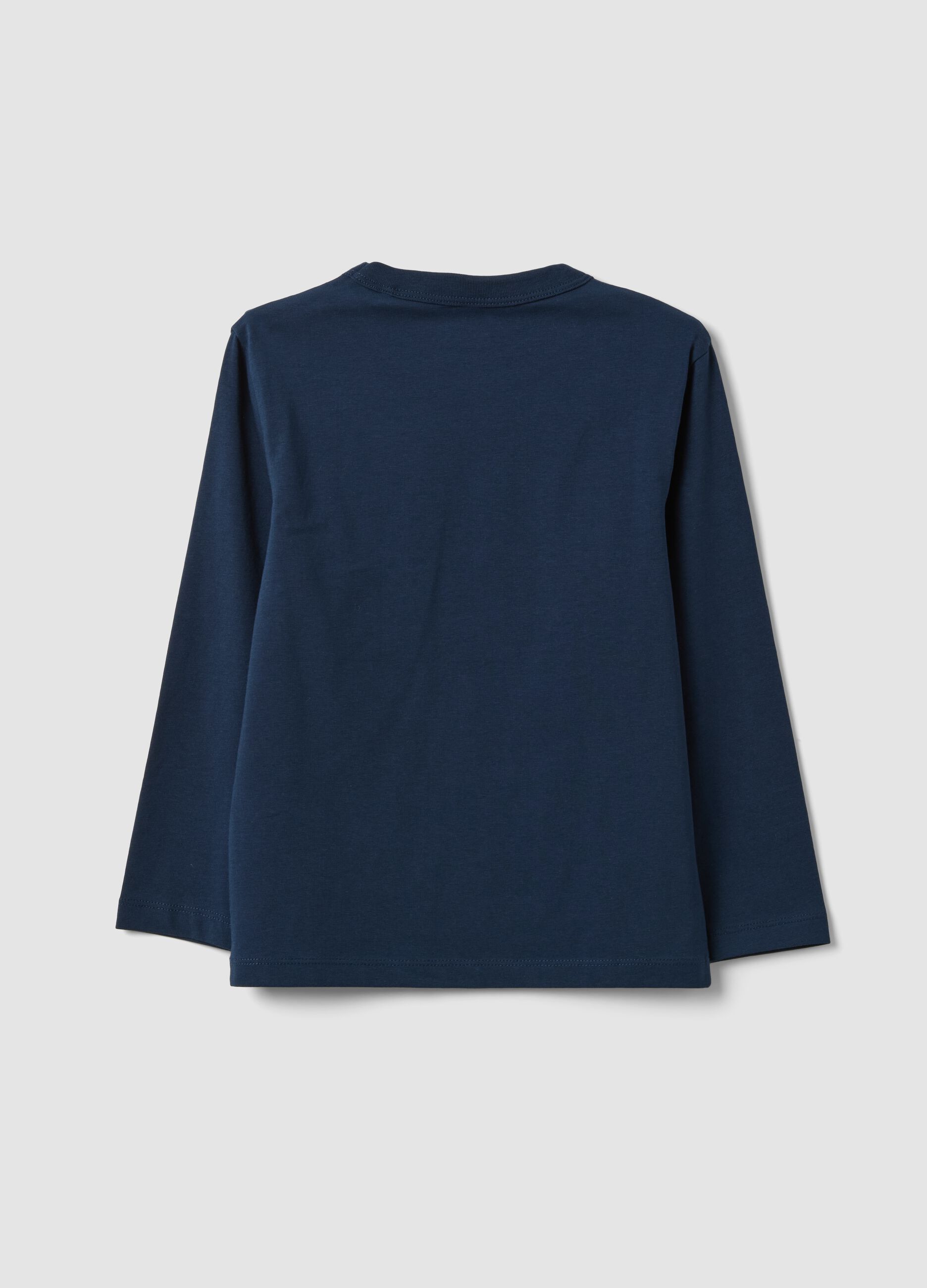 Blue long-sleeve organic cotton T-shirt