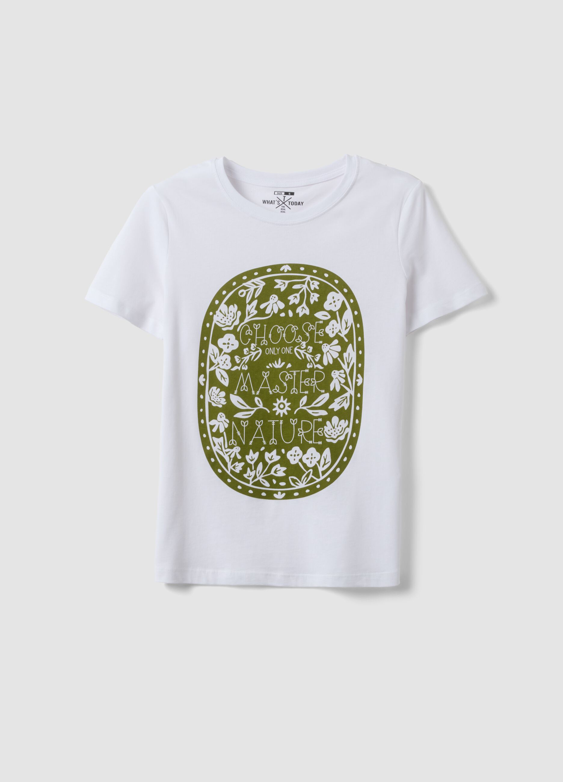 Regular fit white pure cotton T-shirt with print