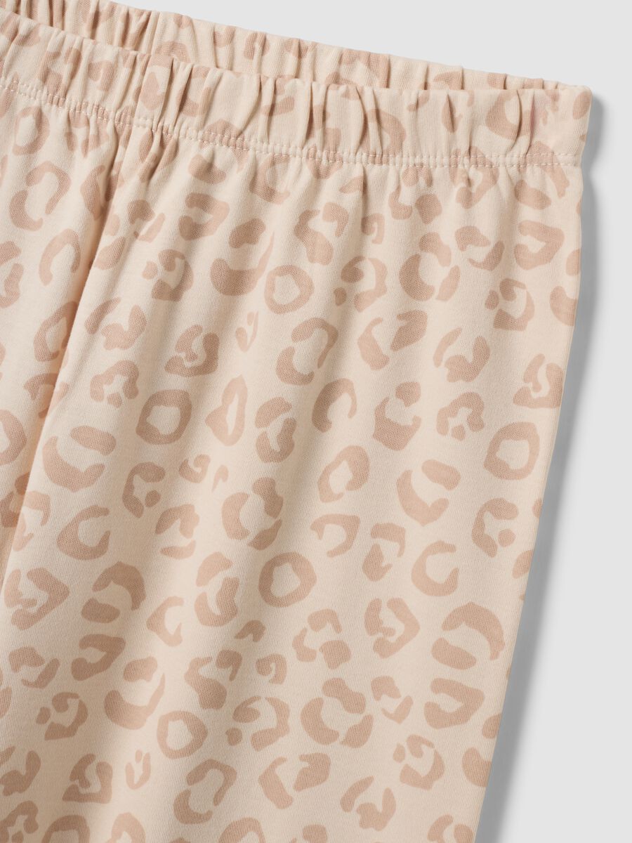 White and beige pure organic cotton printed pyjamas for girls_2