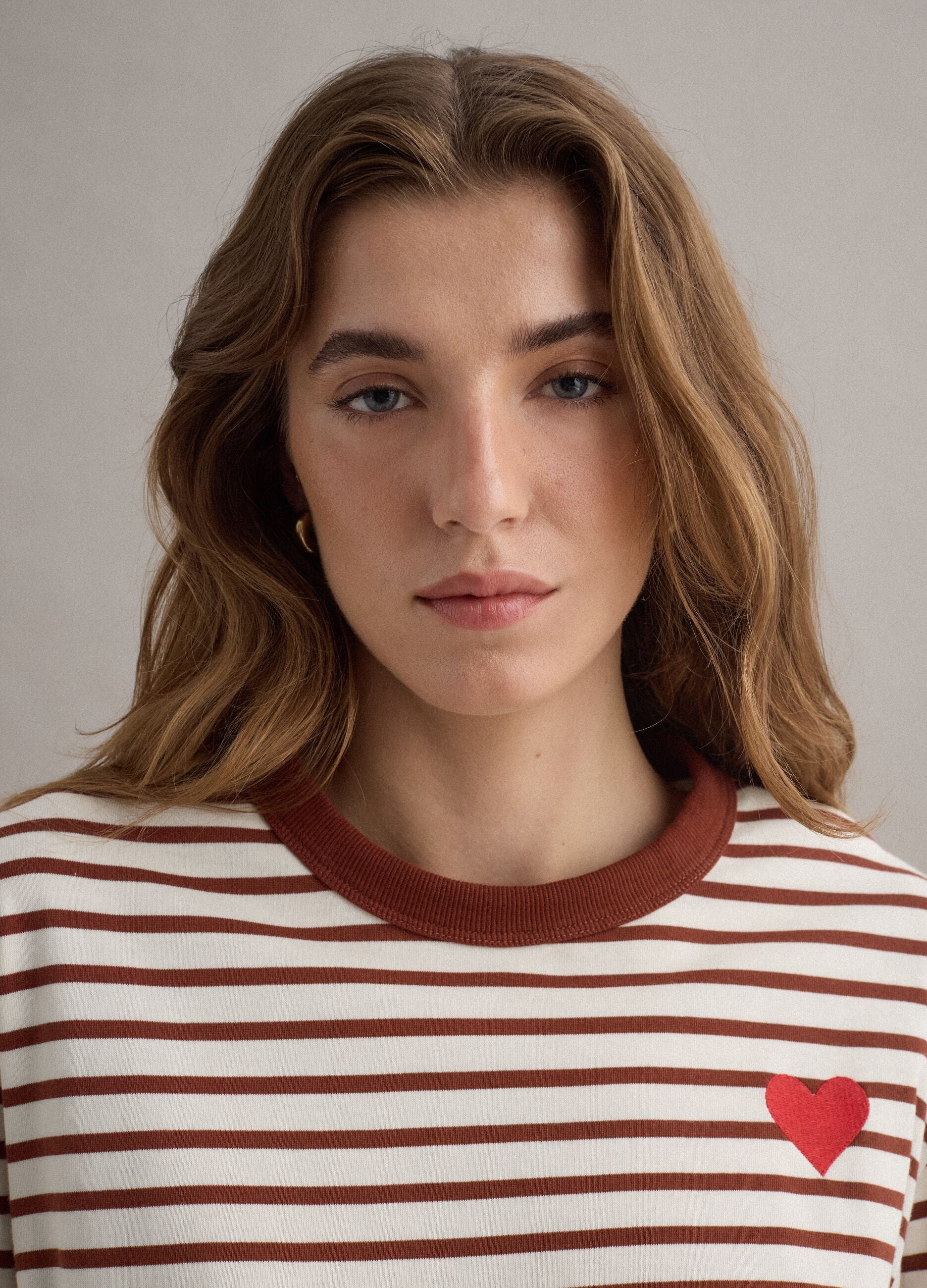 Multicolour Striped Pure Cotton Relaxed Fit Jumper with Heart