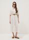 White midi broderie cotton dress with braided belt_0