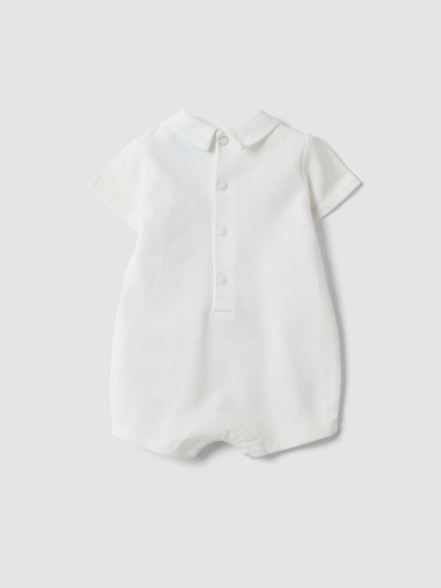 White pure organic cotton romper with collar for babies_1
