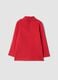 Red organic cotton T-shirt with raised collar_1