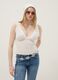 White stretch cotton fitted tank top with floral lace_2