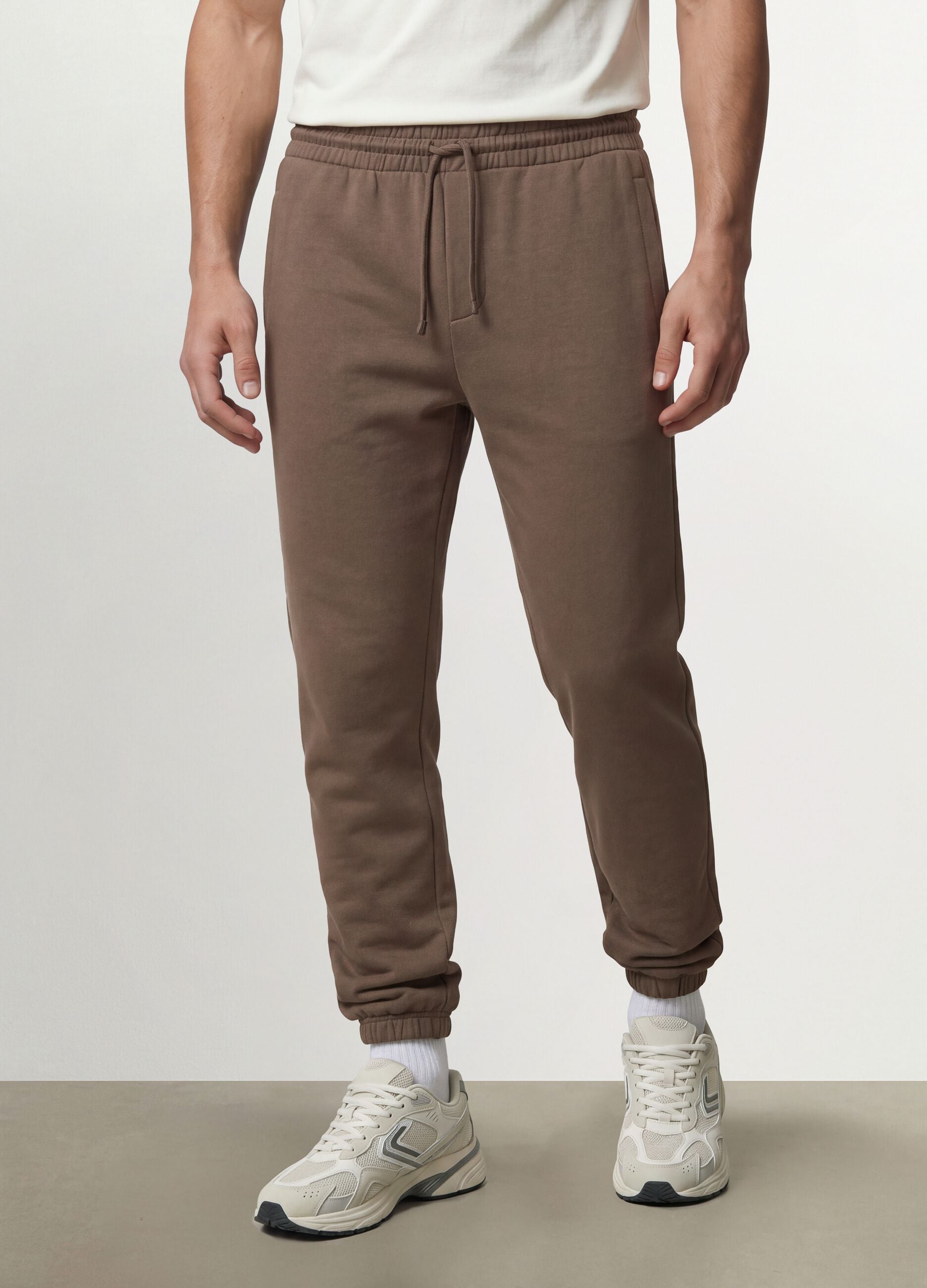 Brown cotton-blend joggers, regular fit
