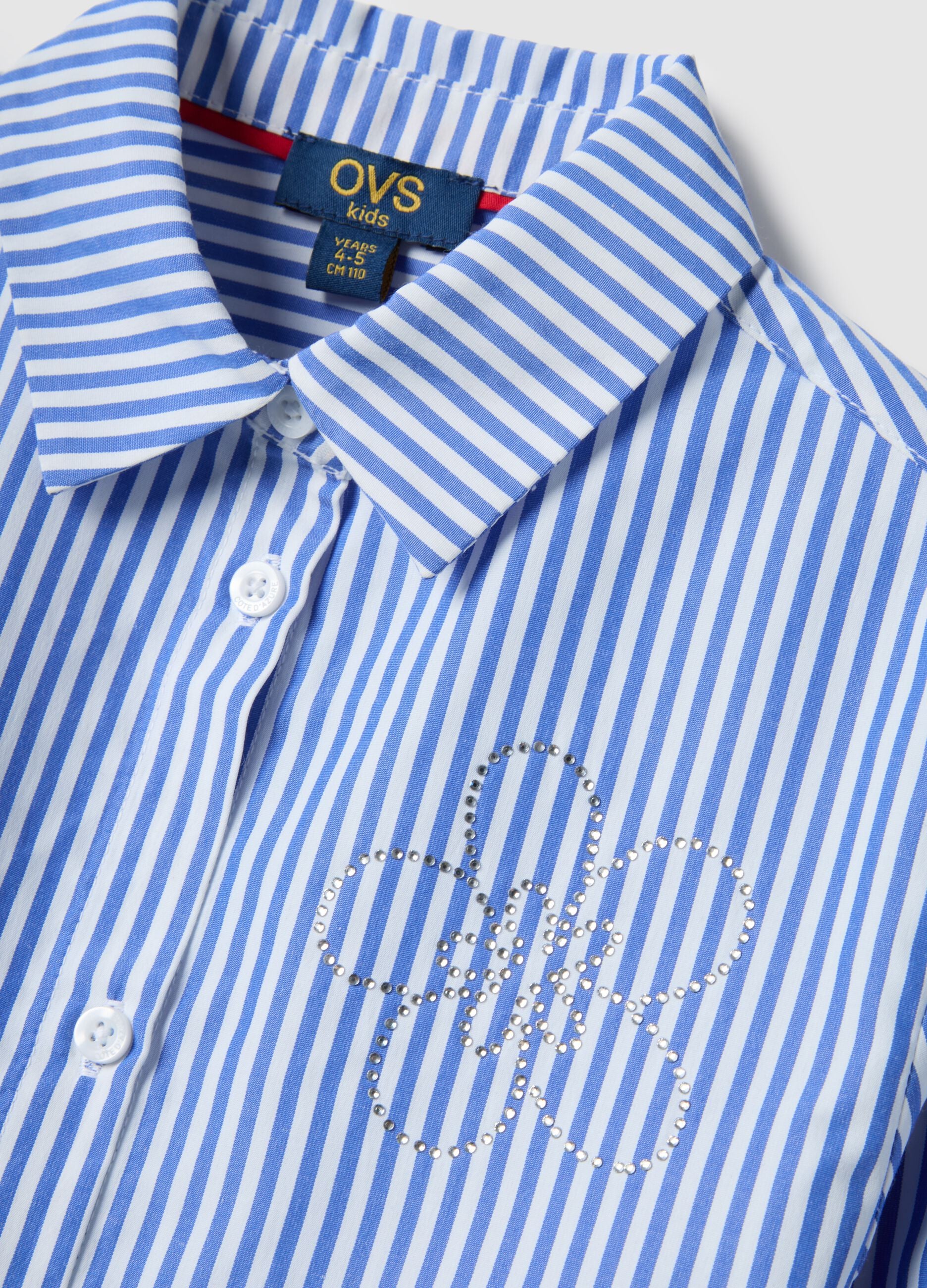 Girls' regular fit multicolour striped cotton shirt