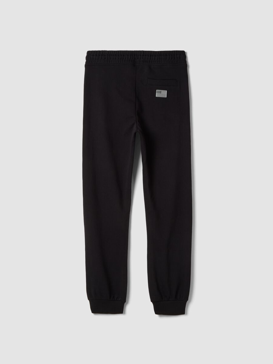 Boys' regular fit black cotton blend trousers with NASA patch_4