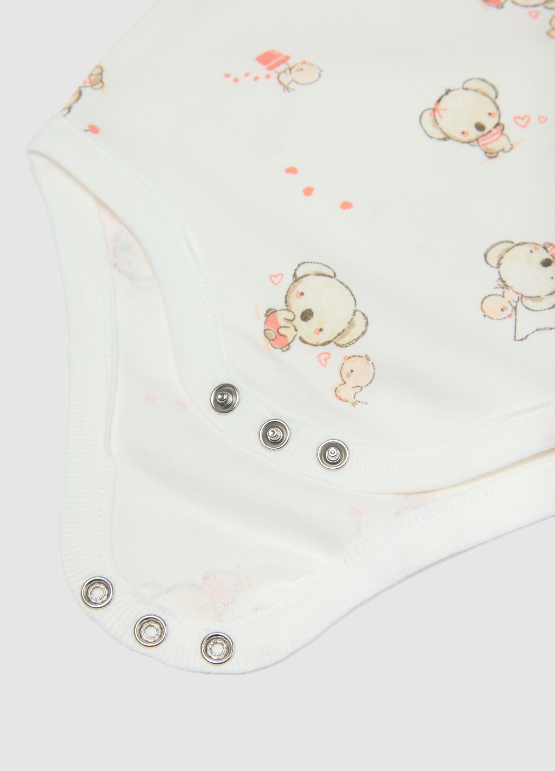 Pack of three sleeveless multicolour bodysuits in pure cotton for baby girls