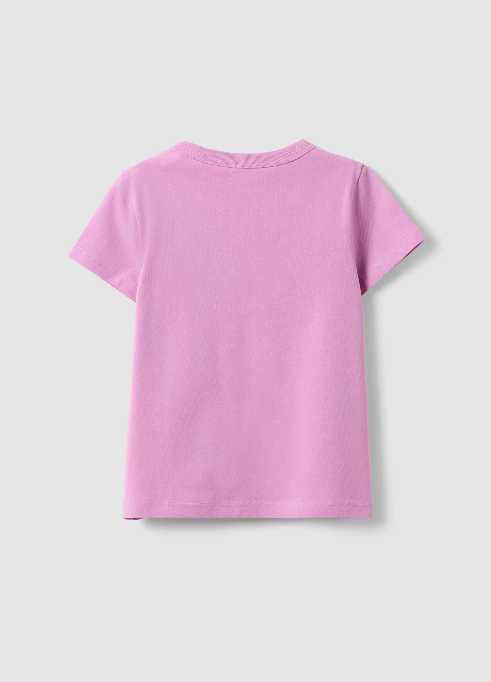 Girls&rsquo; pink stretch cotton T-shirt, regular fit