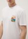 White pure cotton T-shirt with applied print, regular fit_2