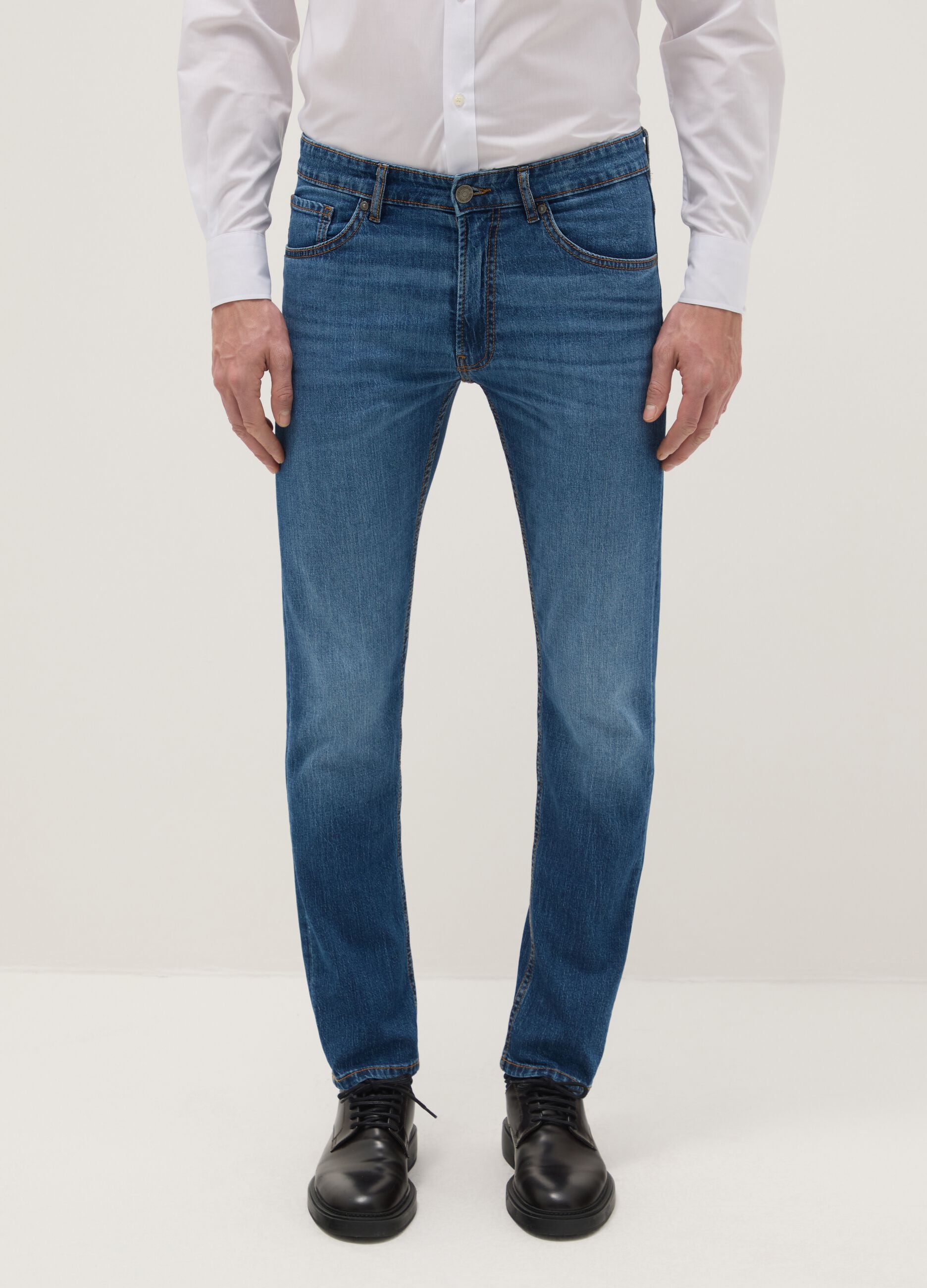 Slim Fit Blue Stretch Cotton Jeans