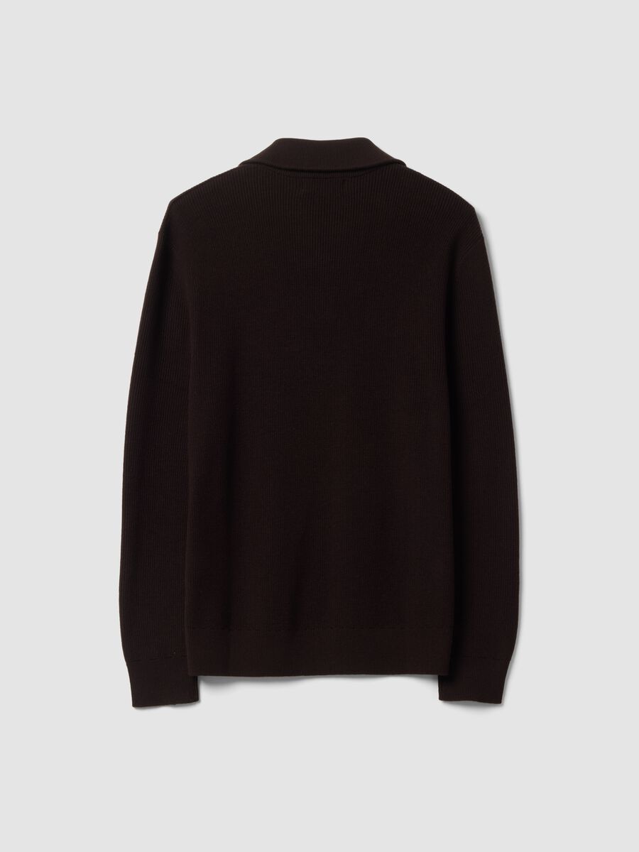 Brown cotton-blend half-zip jumper, regular fit_2