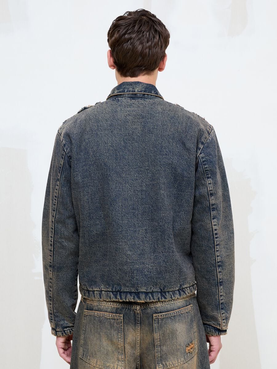 Vintage Dark Blue Padded Denim Jacket_4