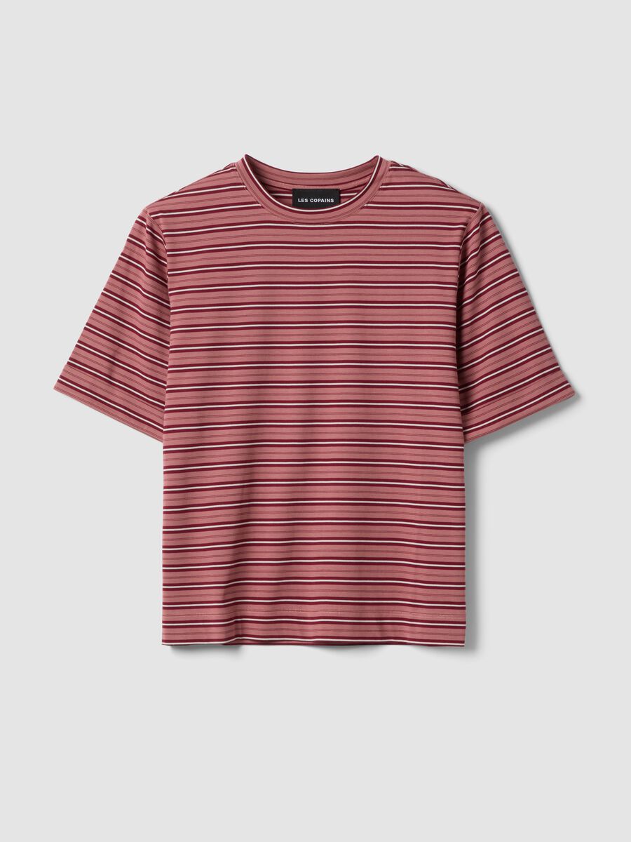 Pink striped cotton-blend T-shirt_4