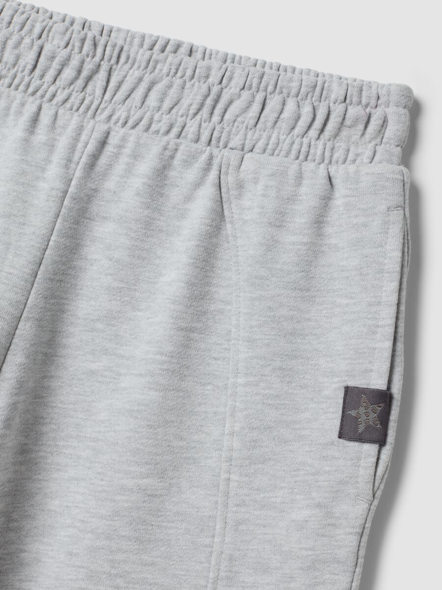 Grey wide-leg trousers in a cotton-viscose blend for girls_5