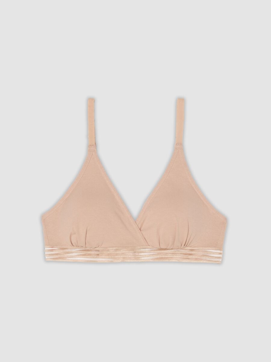 Beige stretch cotton bra with removable padding_0