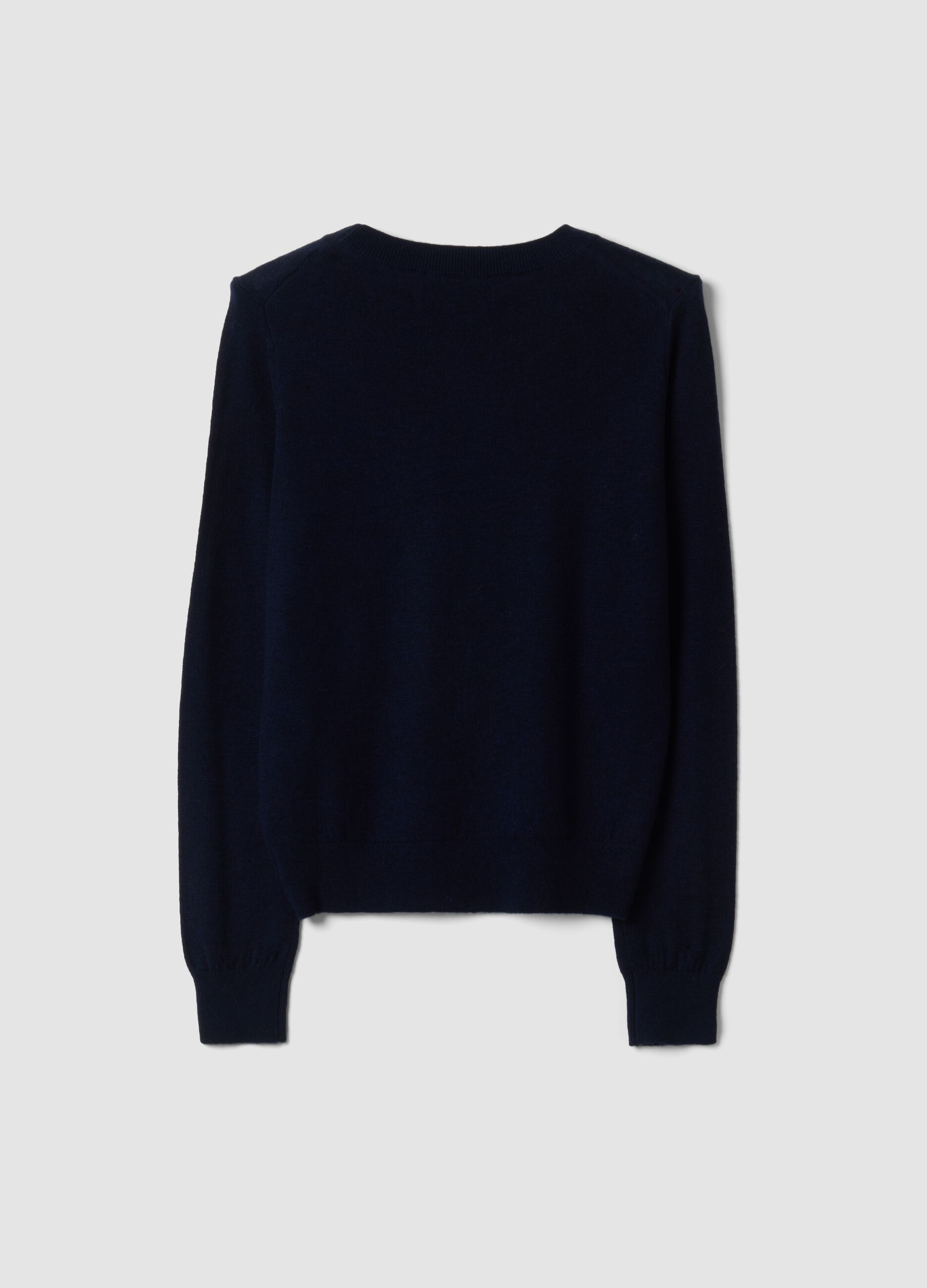 Blue pure wool crew-neck jumper