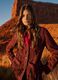 Red genuine leather fringed blazer, regular fit_0