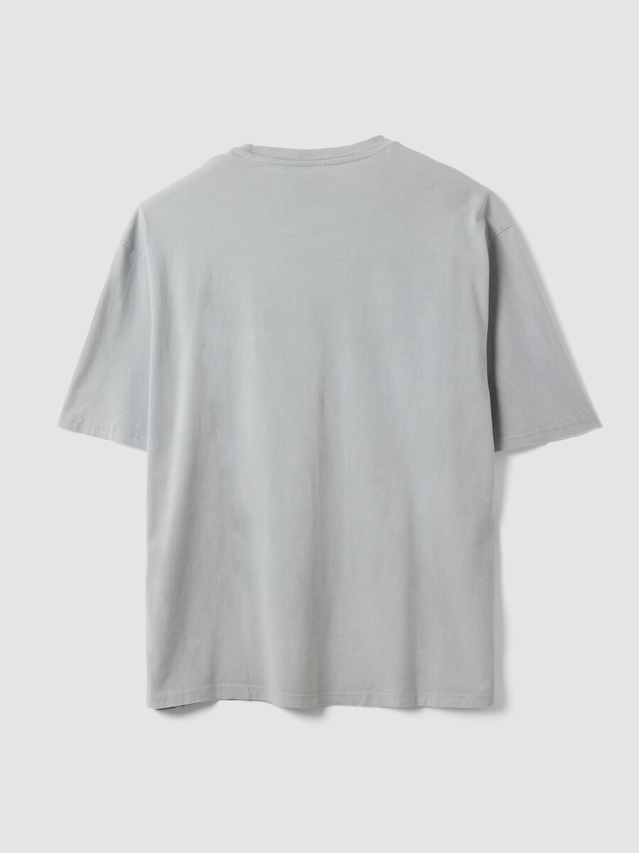 Grey pure cotton T-shirt with foliage print_2