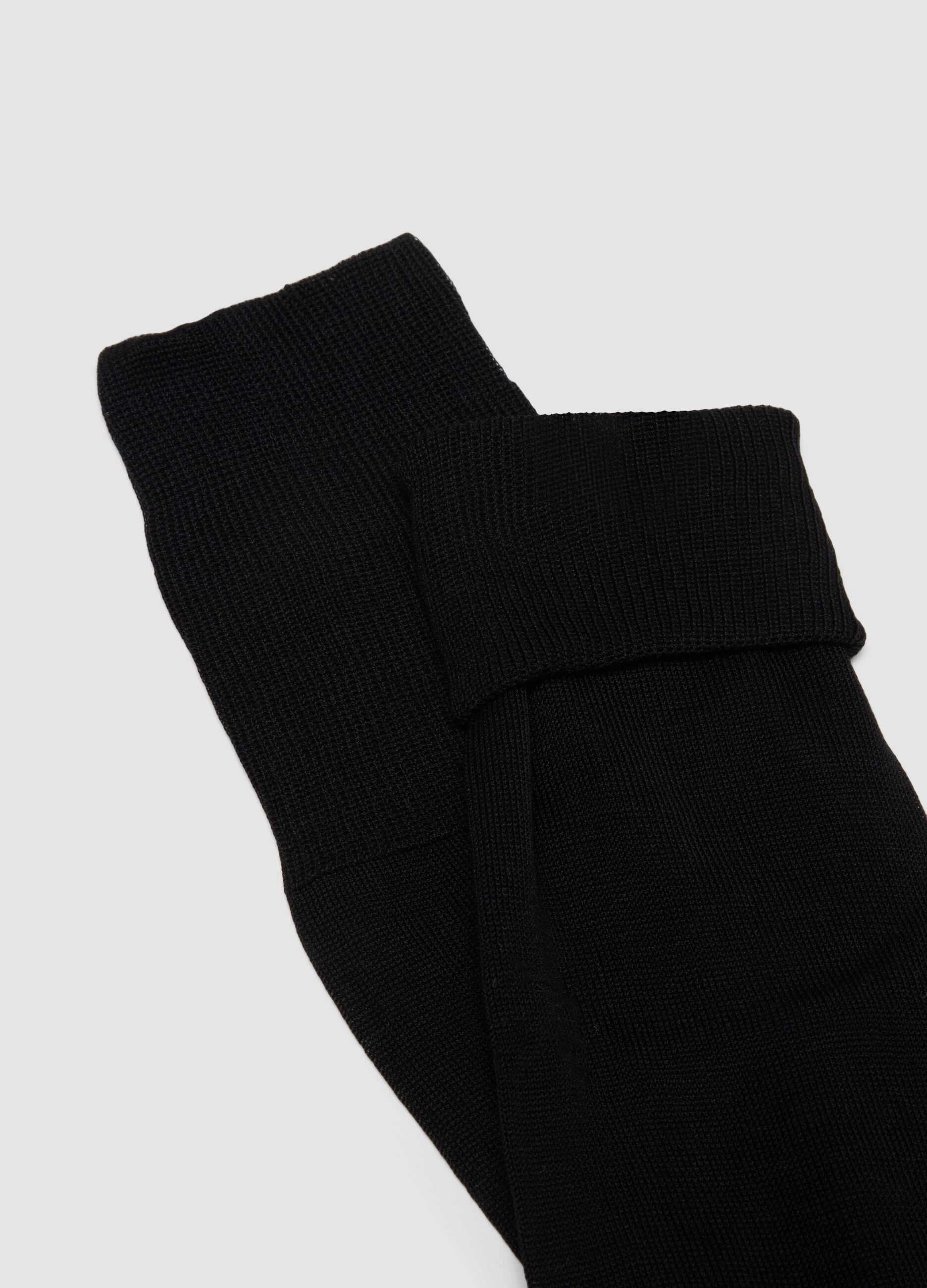 Three-pack of black long socks in pure cotton Fil d&rsquo;&Eacute;cosse