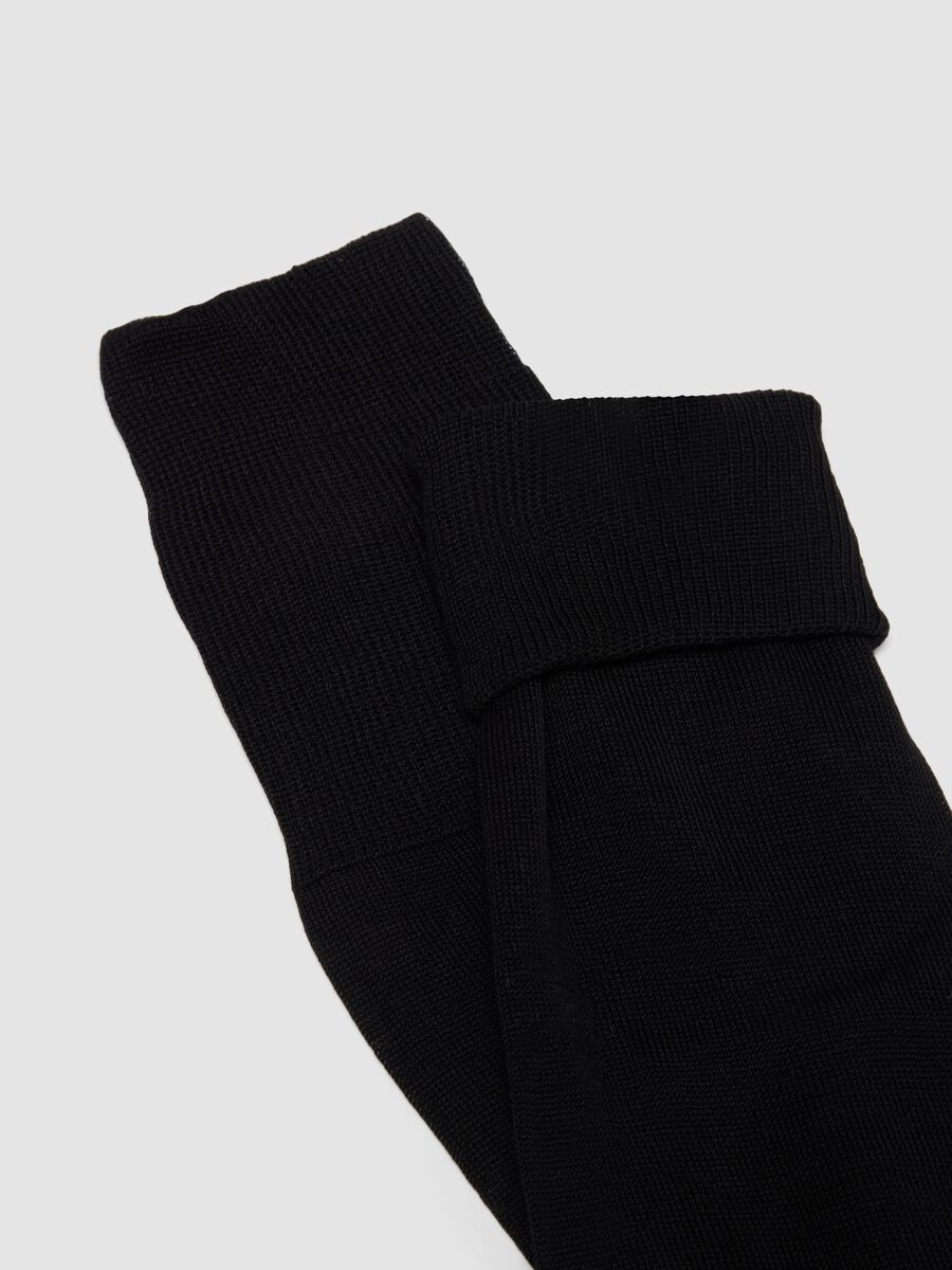 Three-pack of black long socks in pure cotton Fil d&rsquo;&Eacute;cosse_1