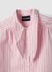 Pink striped stretch cotton shirt with bow, oversized fit_5