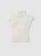 White fitted modal and stretch cotton T-shirt with high neck_6