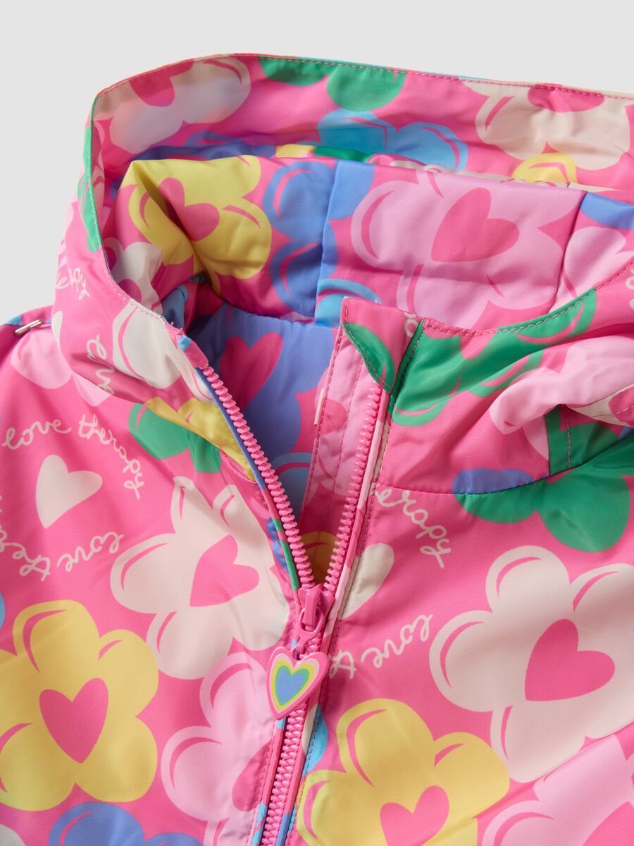 Girls&rsquo; padded multicolour floral print rain jacket_2