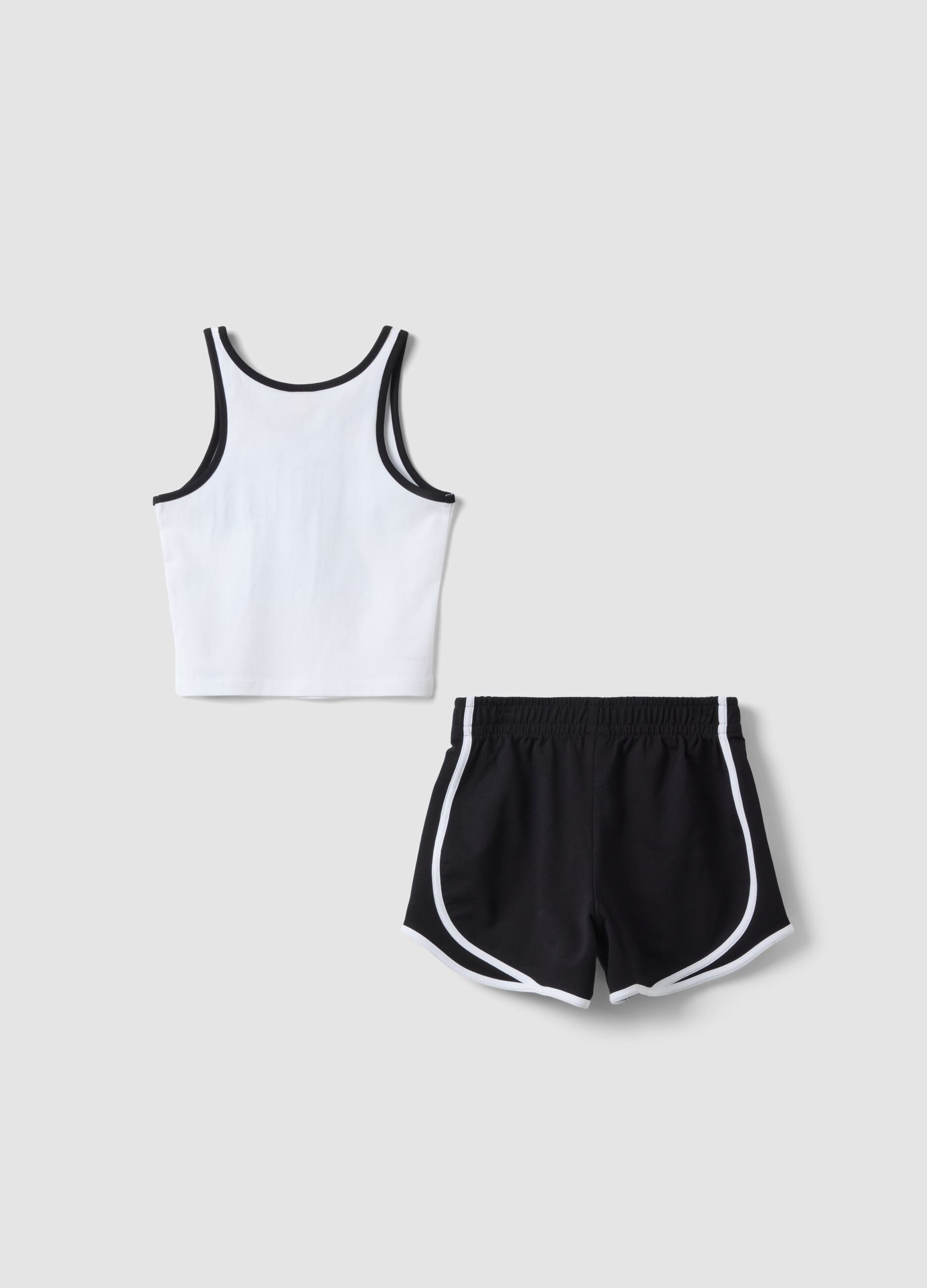 Girl's multicolour stretch cotton fitted set with Stitch