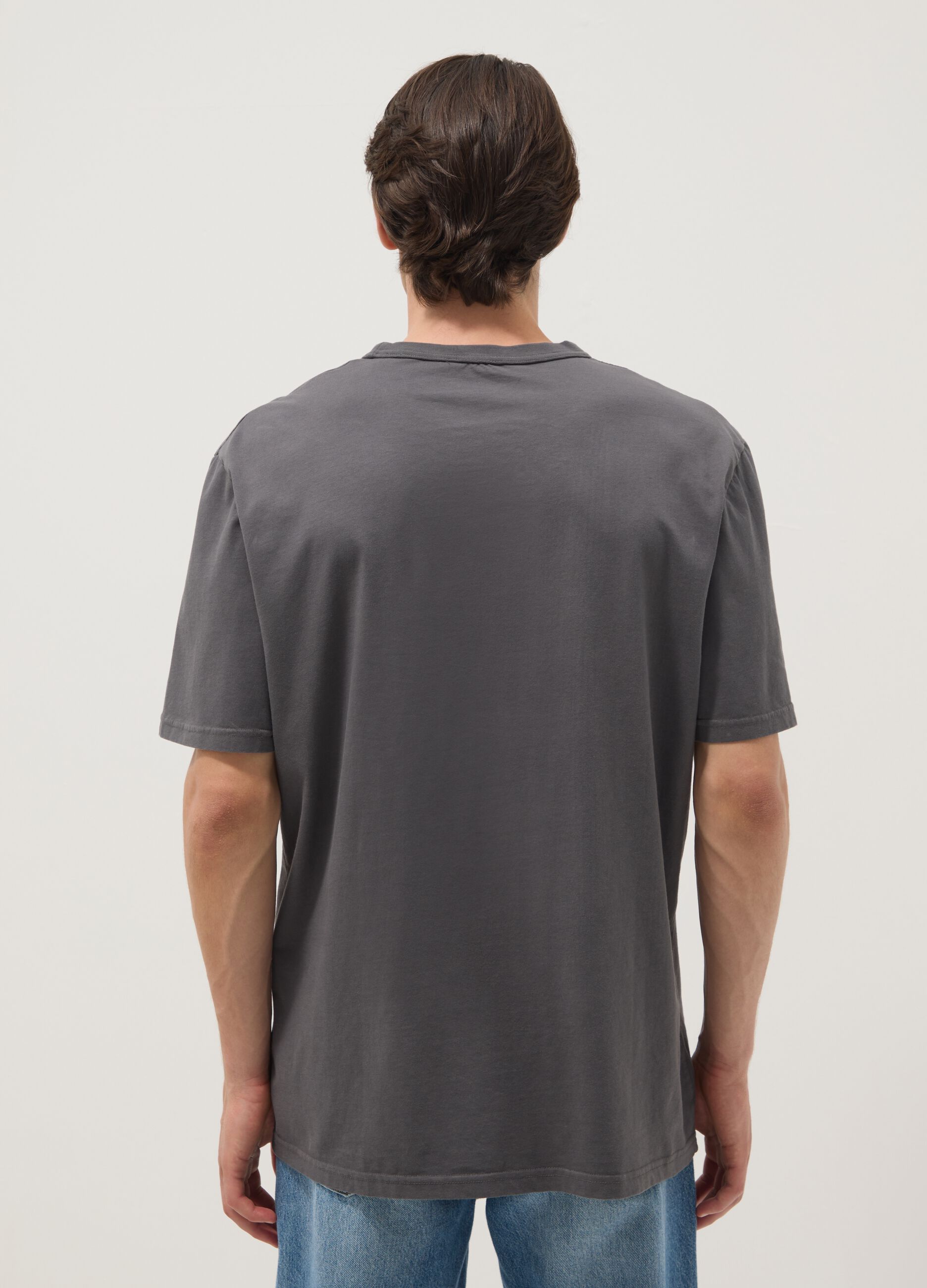 Grey pure cotton relaxed fit T-shirt