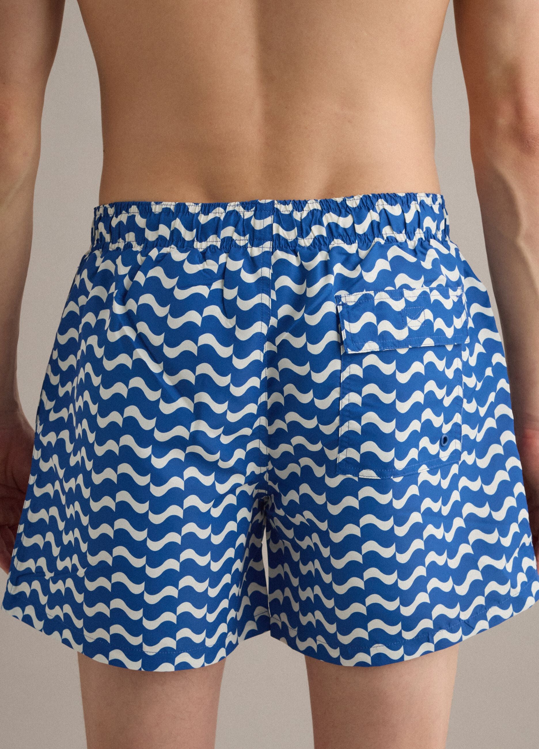 Boxer mare blu con fantasia ondulata