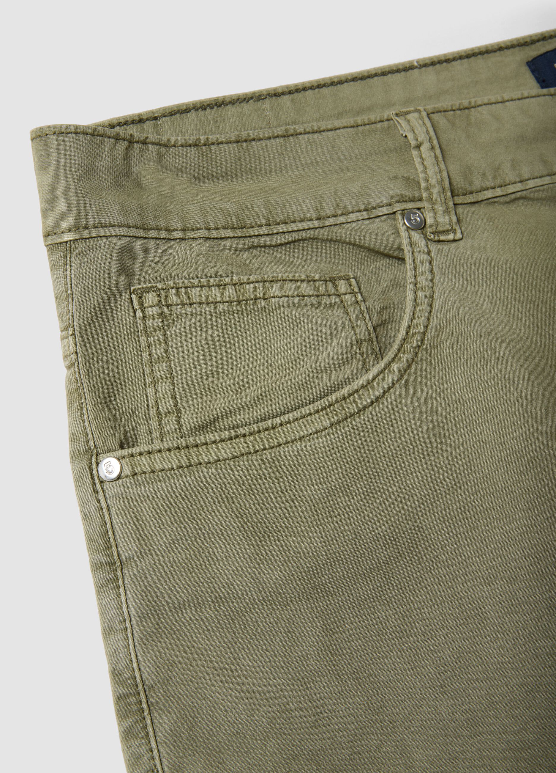 Green regular-fit stretch cotton Bermuda shorts