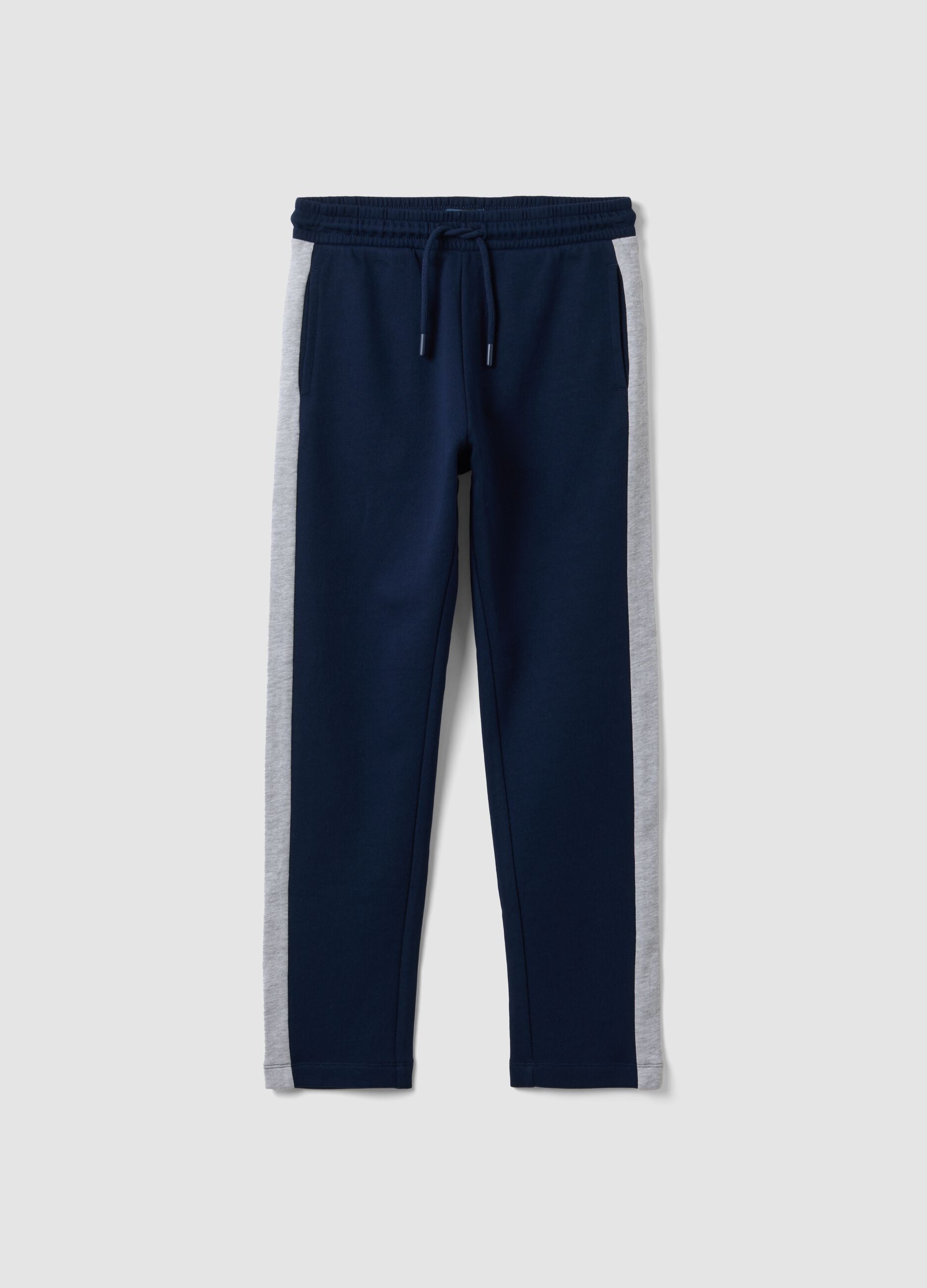 Blue pure cotton joggers with side stripes for boys
