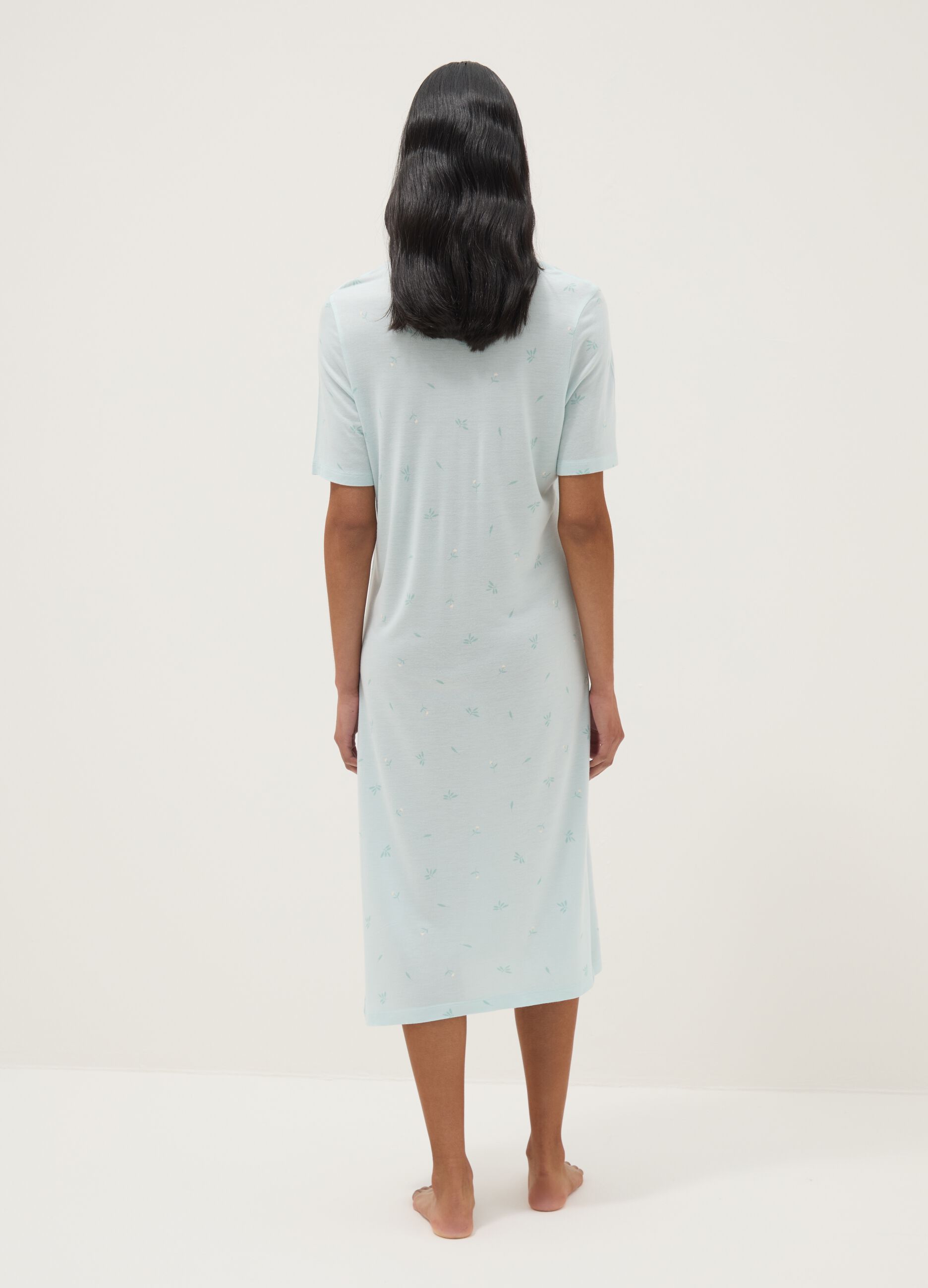 Blue pure viscose nightdress regular fit