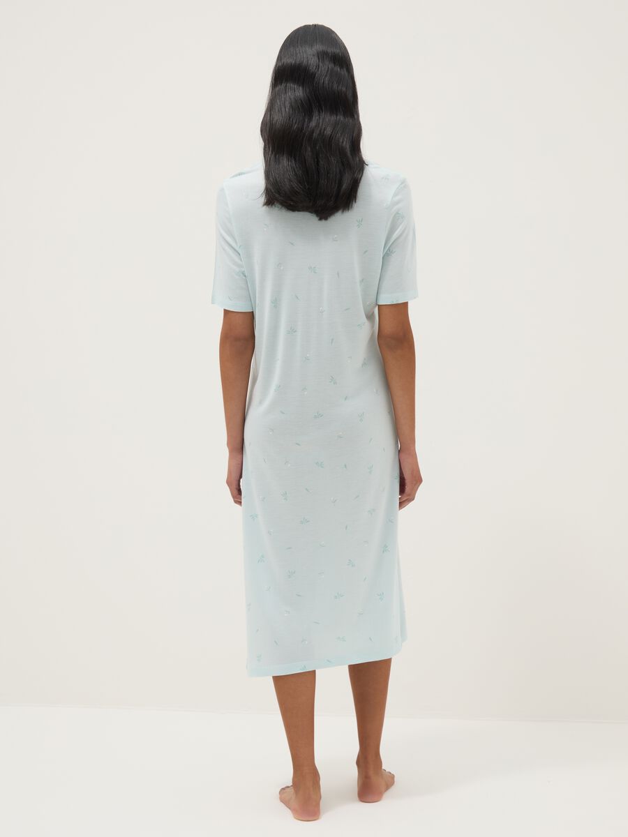Camicia da notte in pura viscosa azzurra regular fit_2