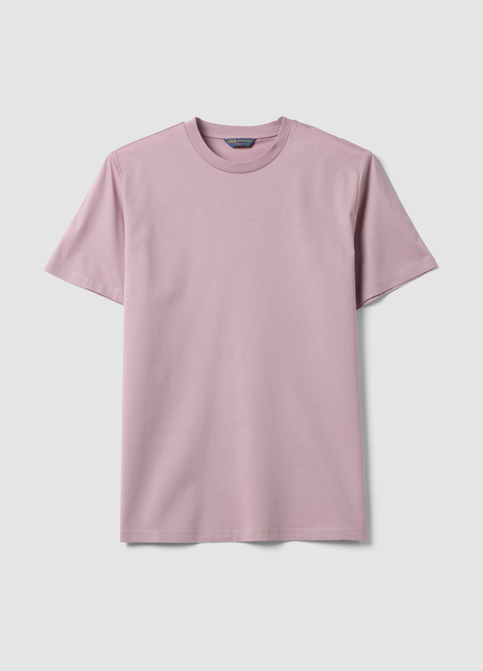 Purple mercerised pure cotton regular-fit crew-neck T-shirt