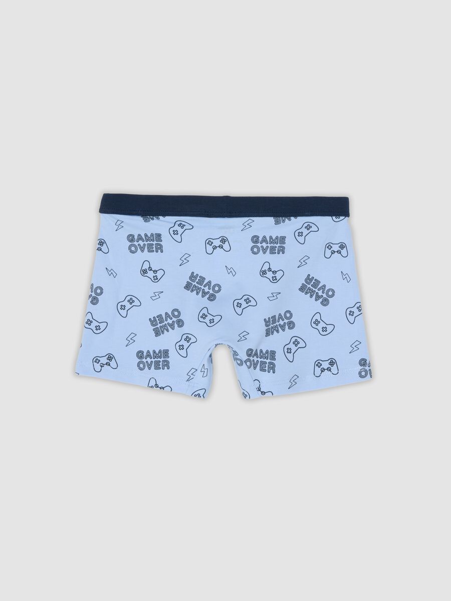 Blue organic cotton midi boxer shorts with gaming print, regular fit, for boys_1