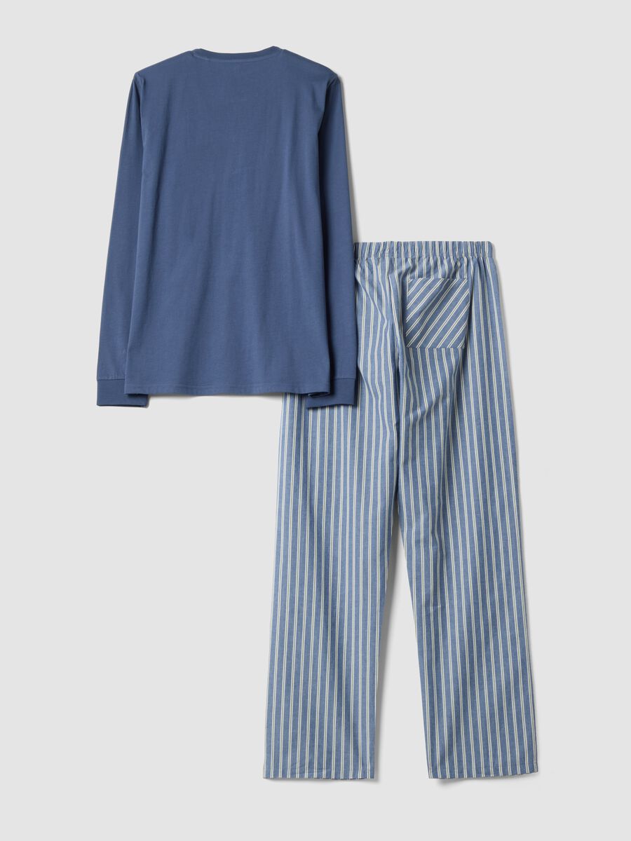Blue pure organic cotton pyjamas with grandad collar, regular fit_6