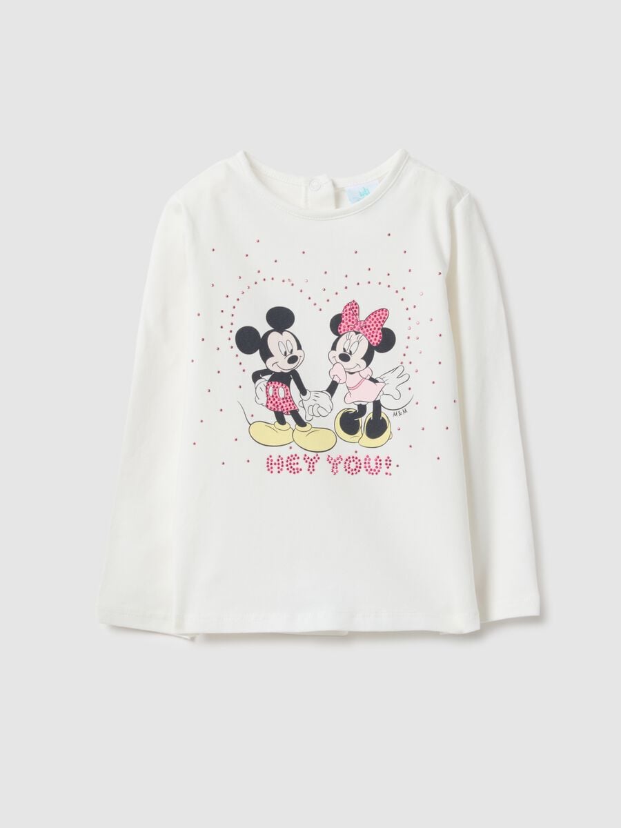 White Stretch Cotton T-Shirt for Girls Regular Fit with Print_0