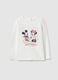 White Stretch Cotton T-Shirt for Girls Regular Fit with Print_0