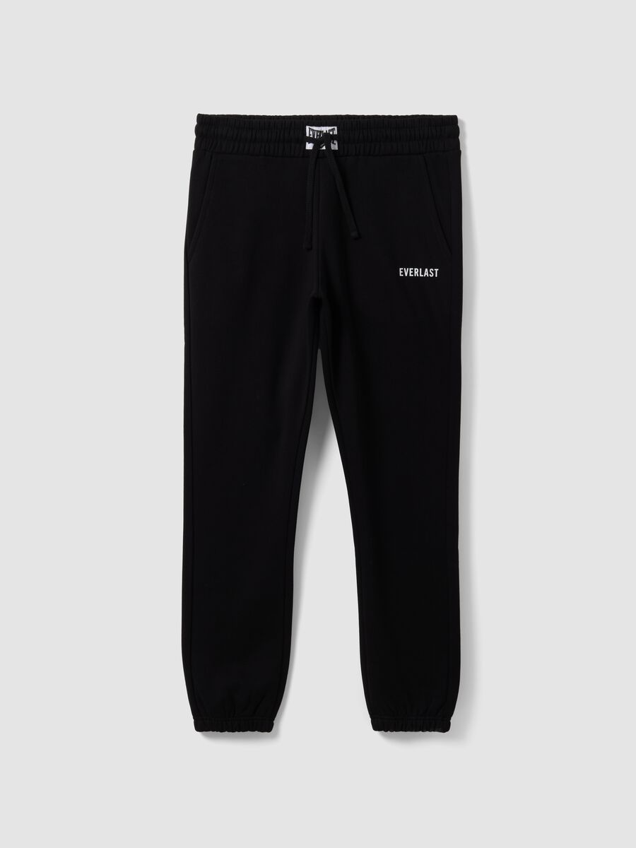 Black cotton-blend joggers with logo_4