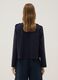 Blue cropped stretch cotton jacket with decorative buttons, regular fit_3